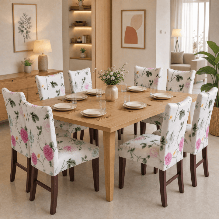 Premium Chair Cover - Stretchable & Elastic Fitted Great Happy IN White Pastel 8 PCS (₹262 per pcs) 