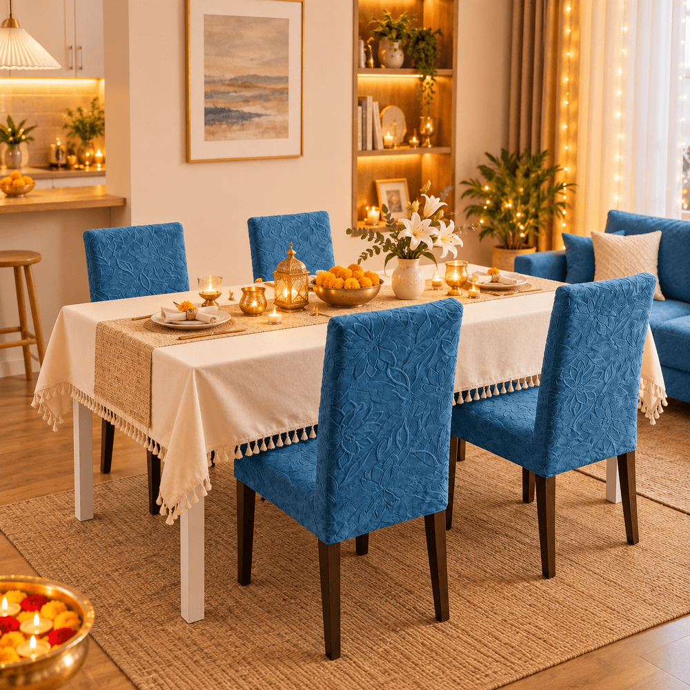 Festive Dining Chair Cover Gift Set — Jacquard Chair Cover ( Set of 4 ) gift Great Happy IN 