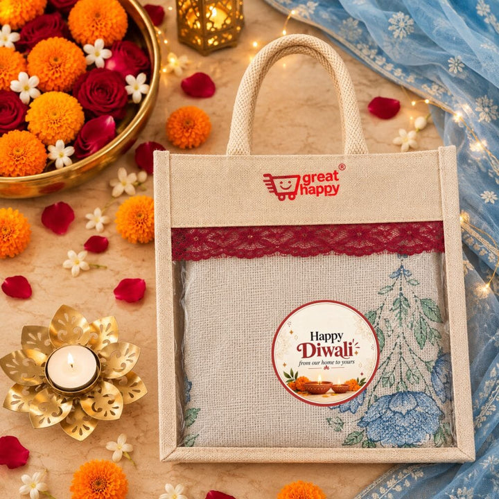 Festive Hand-Block Printed Bedcover - Luxury Diwali Gift gift Great Happy IN Blue Meadow 