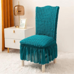 Teal Bubble Frill Chair Cover- Stretchable & Elastic Fitted Great Happy IN 