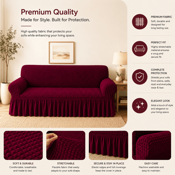 Wine Bubble Frill Sofa Cover bubble frill sofa cover Great Happy IN 