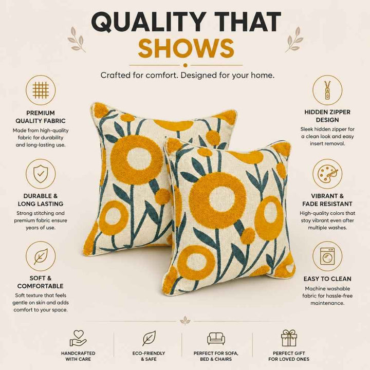 Genda Grove Artisan Embroidered Cushion Covers 16 × 16