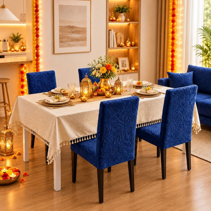 Festive Dining Chair Cover Gift Set — Jacquard Chair Cover ( Set of 4 ) gift Great Happy IN 