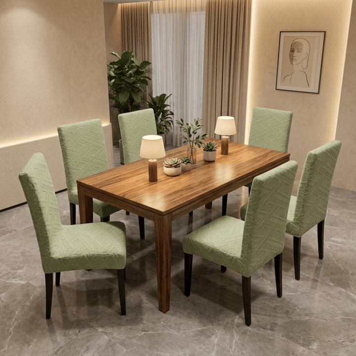 Jacquard Chair Cover- Stretchable & Elastic Fitted jacquard chair cover Great Happy IN Heritage Green 4 PCS (₹450 per pcs) 