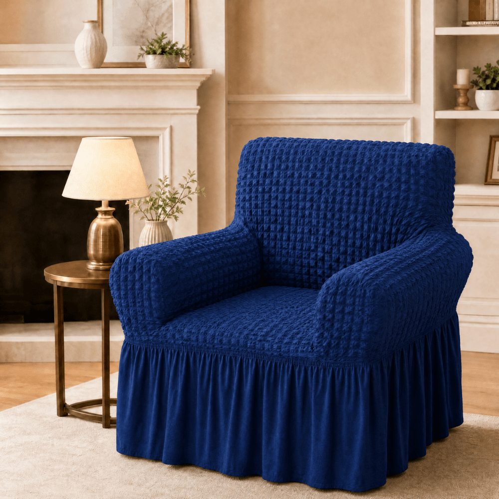 Navy Bubble Frill Sofa Cover bubble frill sofa cover Great Happy IN 1 Seater 