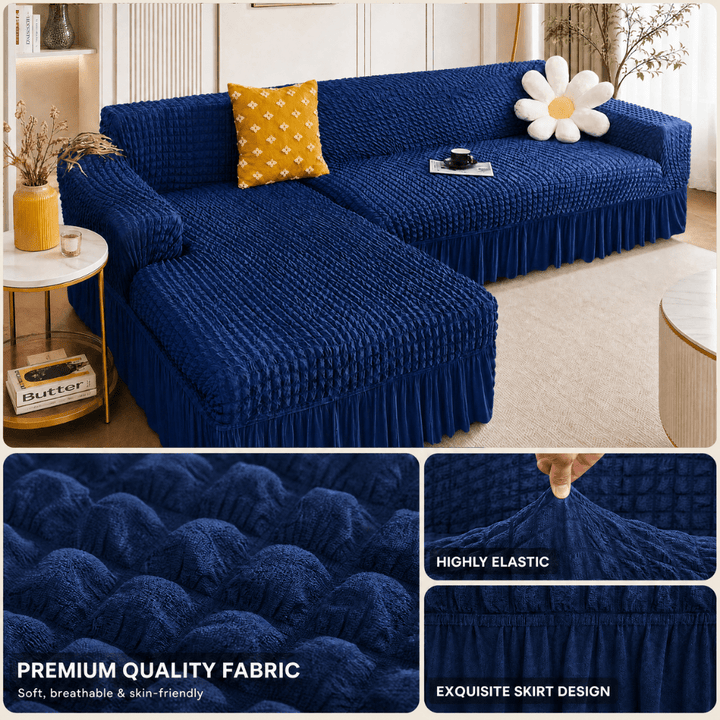 Navy Bubble Frill Sofa Cover bubble frill sofa cover Great Happy IN 