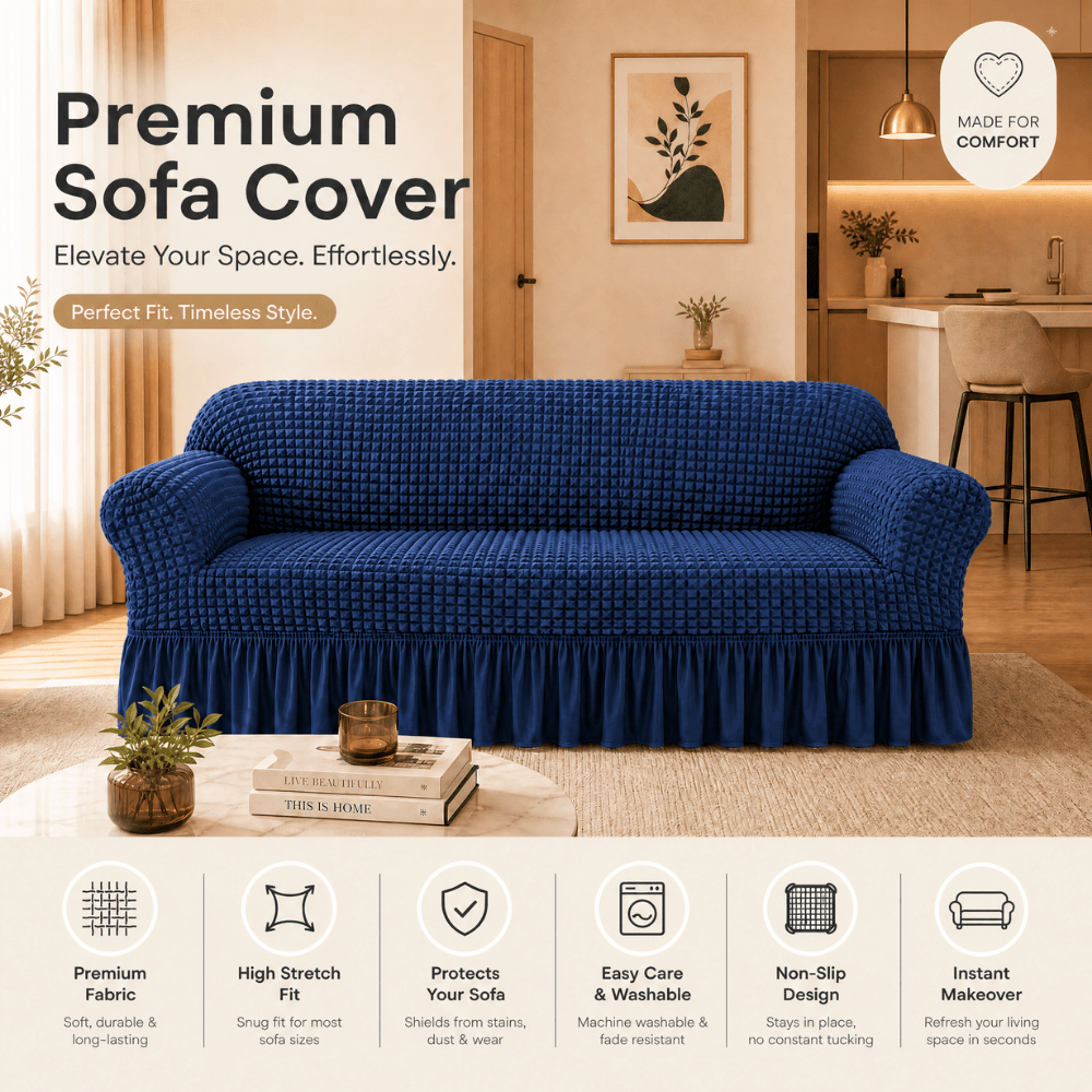 Navy Bubble Frill Sofa Cover bubble frill sofa cover Great Happy IN 