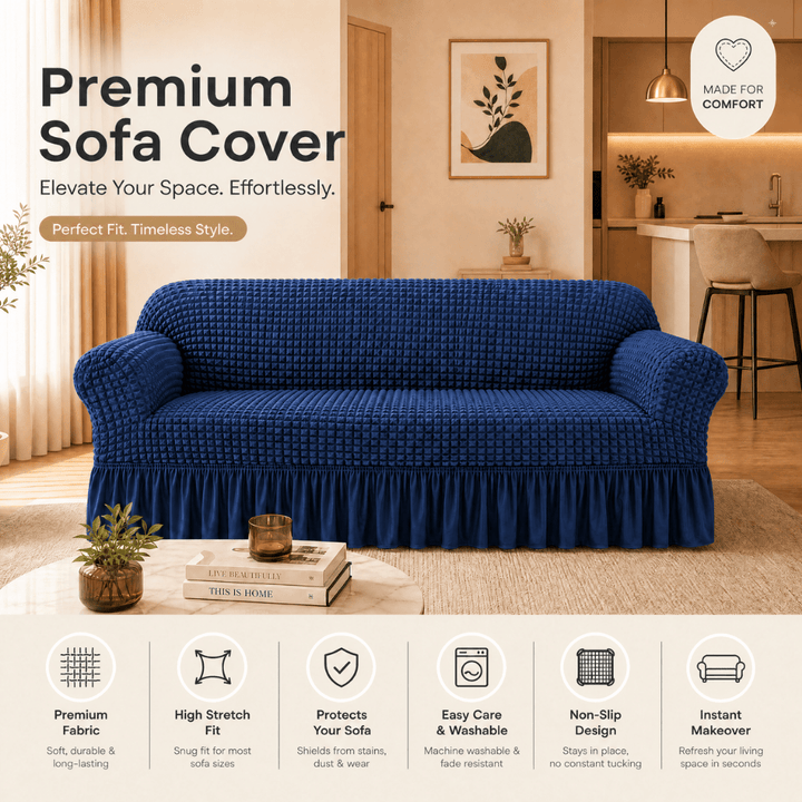 Navy Bubble Frill Sofa Cover bubble frill sofa cover Great Happy IN 