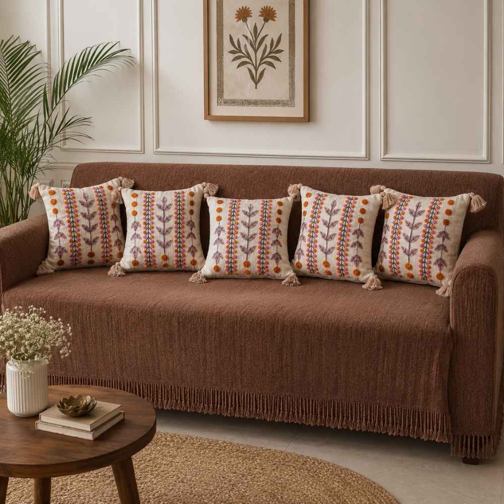 Sage Meadow Artisan Embroidered Cushion Covers 16 × 16