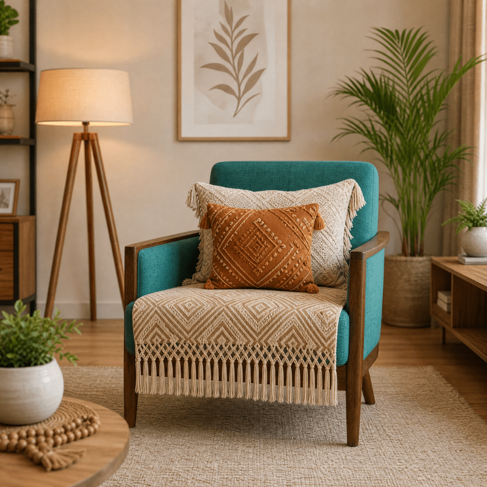 Boho Jaali Jute Cotton Sofa Cover