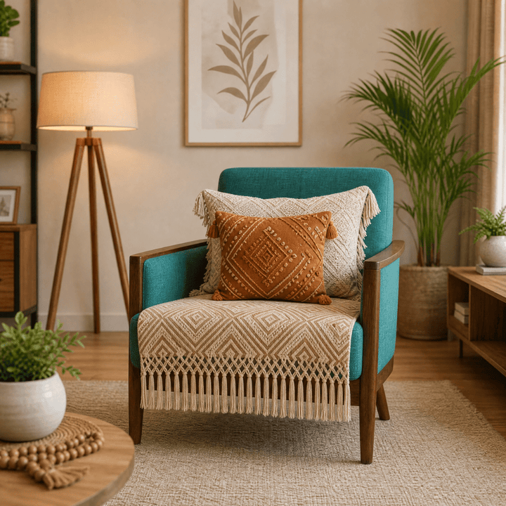Boho Jaali Jute Cotton Sofa Cover