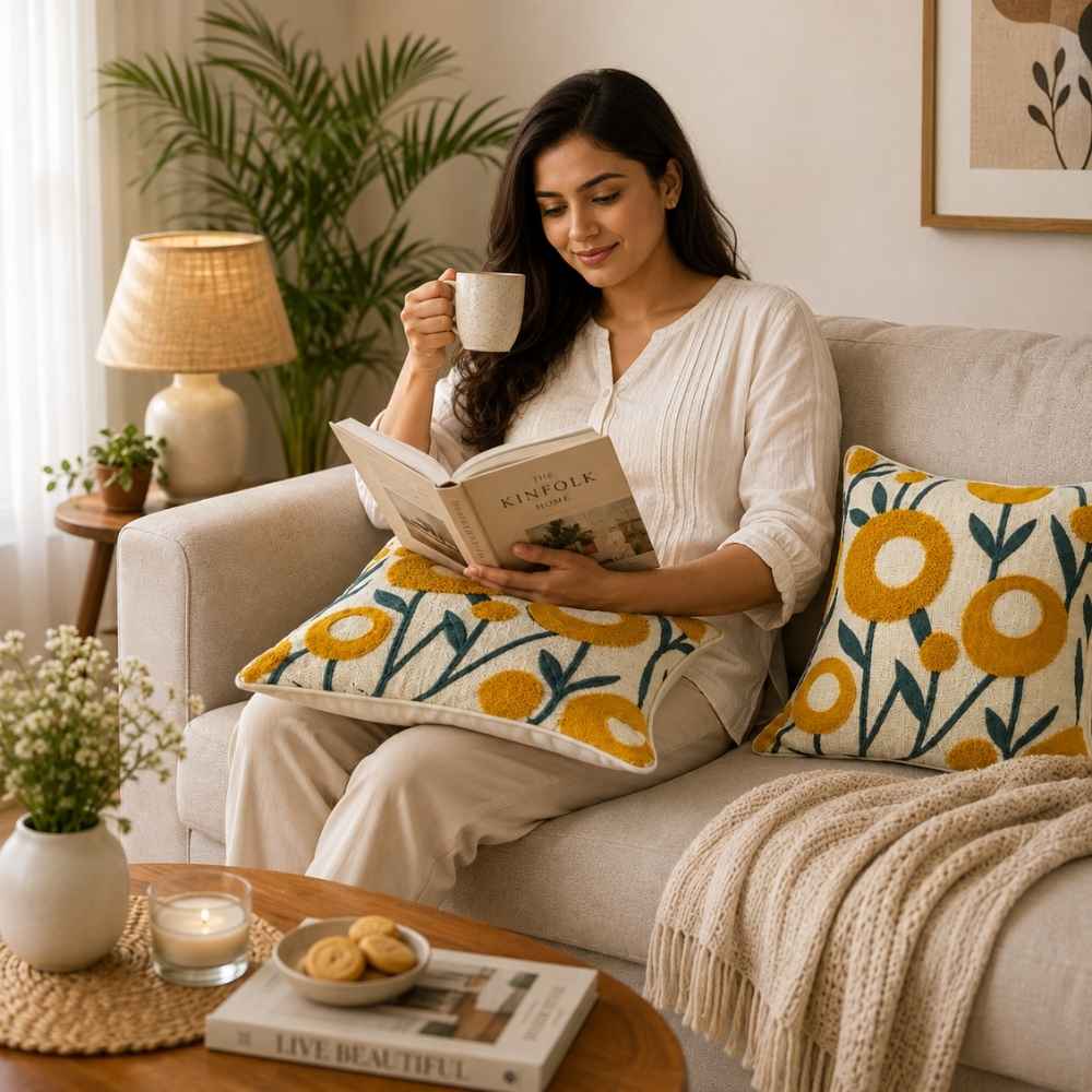 Genda Grove Artisan Embroidered Cushion Covers 16 × 16