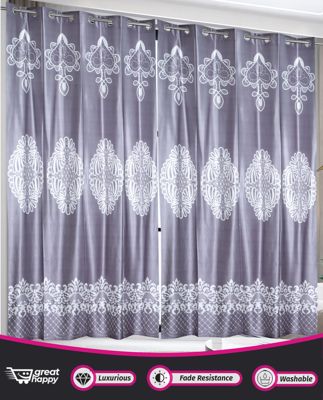 Digital Blackout Curtains - 2PCS Great Happy IN 