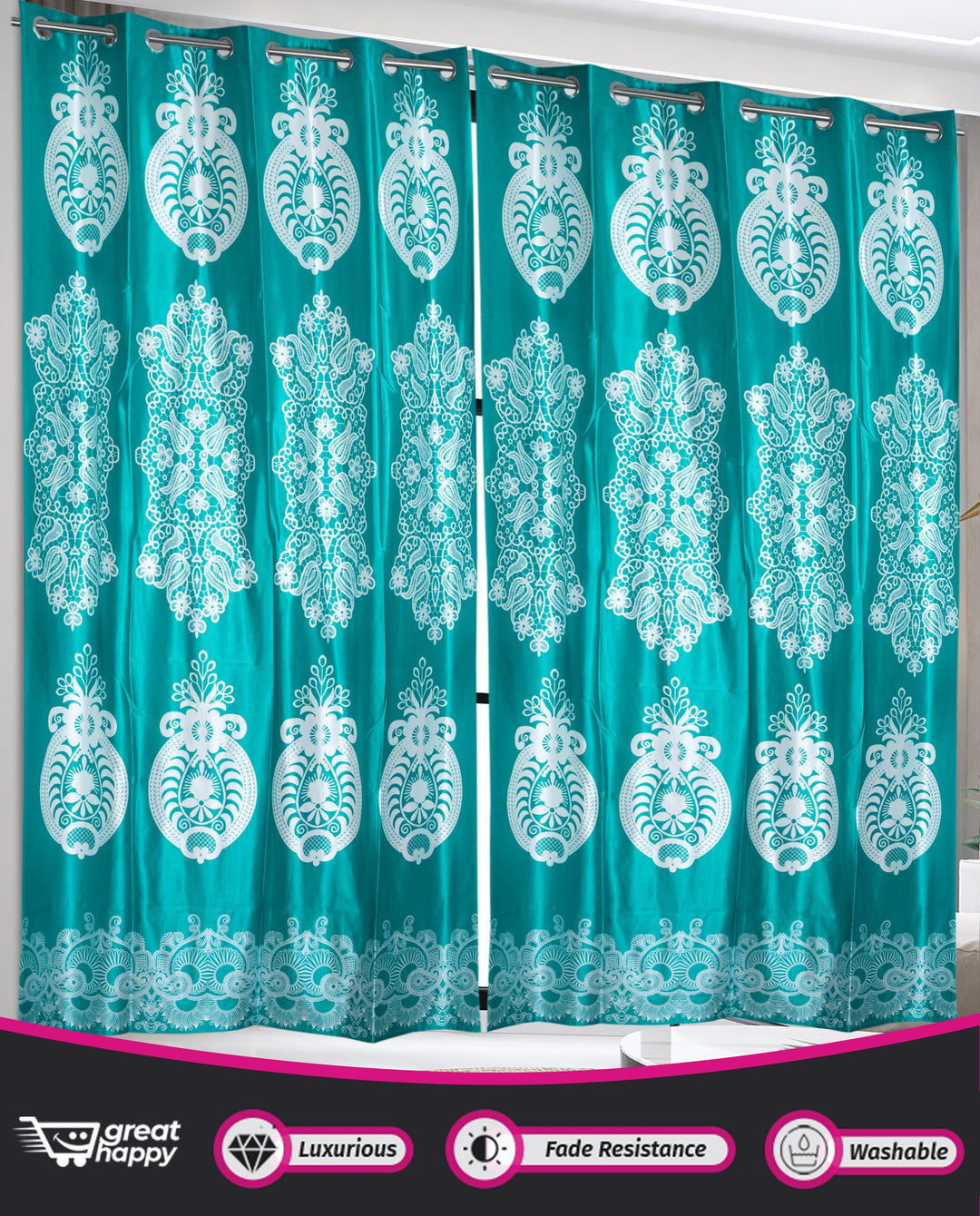 Digital Blackout Curtains - 2PCS Great Happy IN 