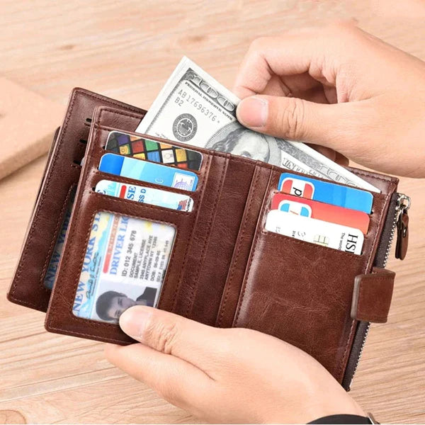 Men's Leather Wallet - RFID Blocking Anti-Theft ( Buy 1 Get 1 Free ) Great Happy IN 