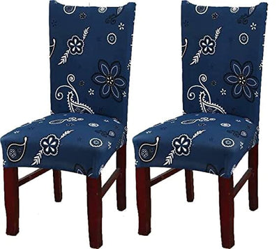 Dark Blue Paisley Premium Chair Cover - Stretchable & Elastic Fitted Great Happy IN 
