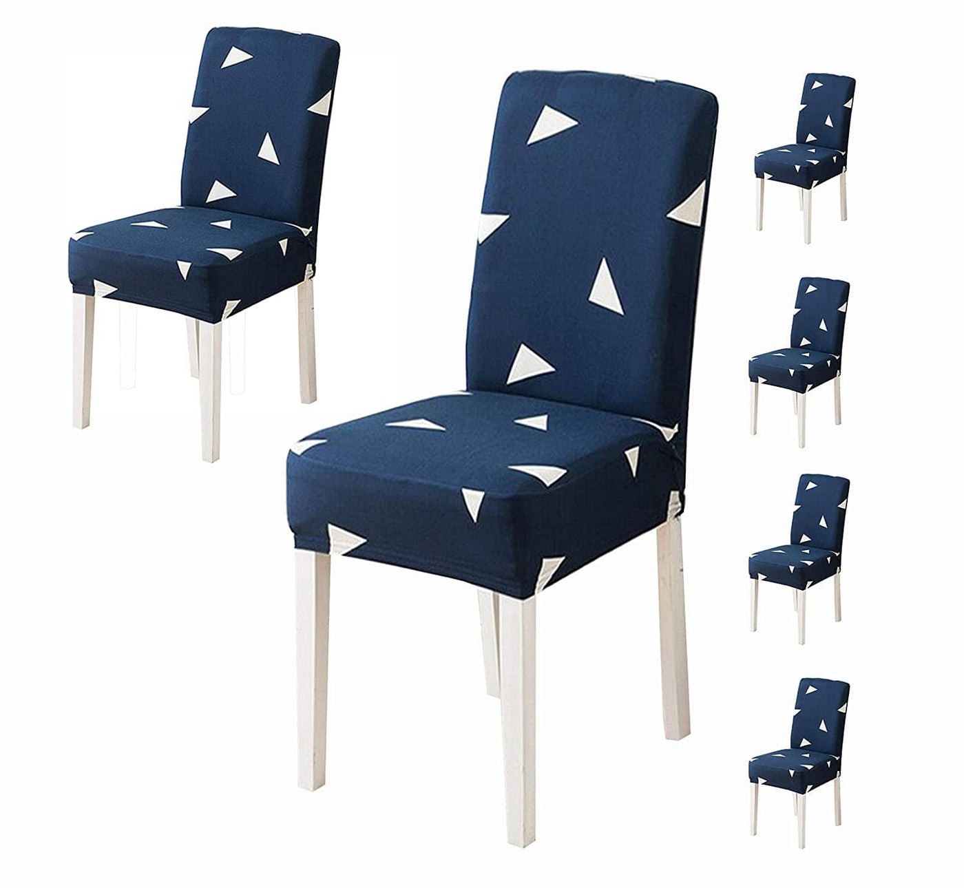Dark Blue Triangle Premium Chair Cover - Stretchable & Elastic Fitted Great Happy IN 6 PCS - ₹1699 