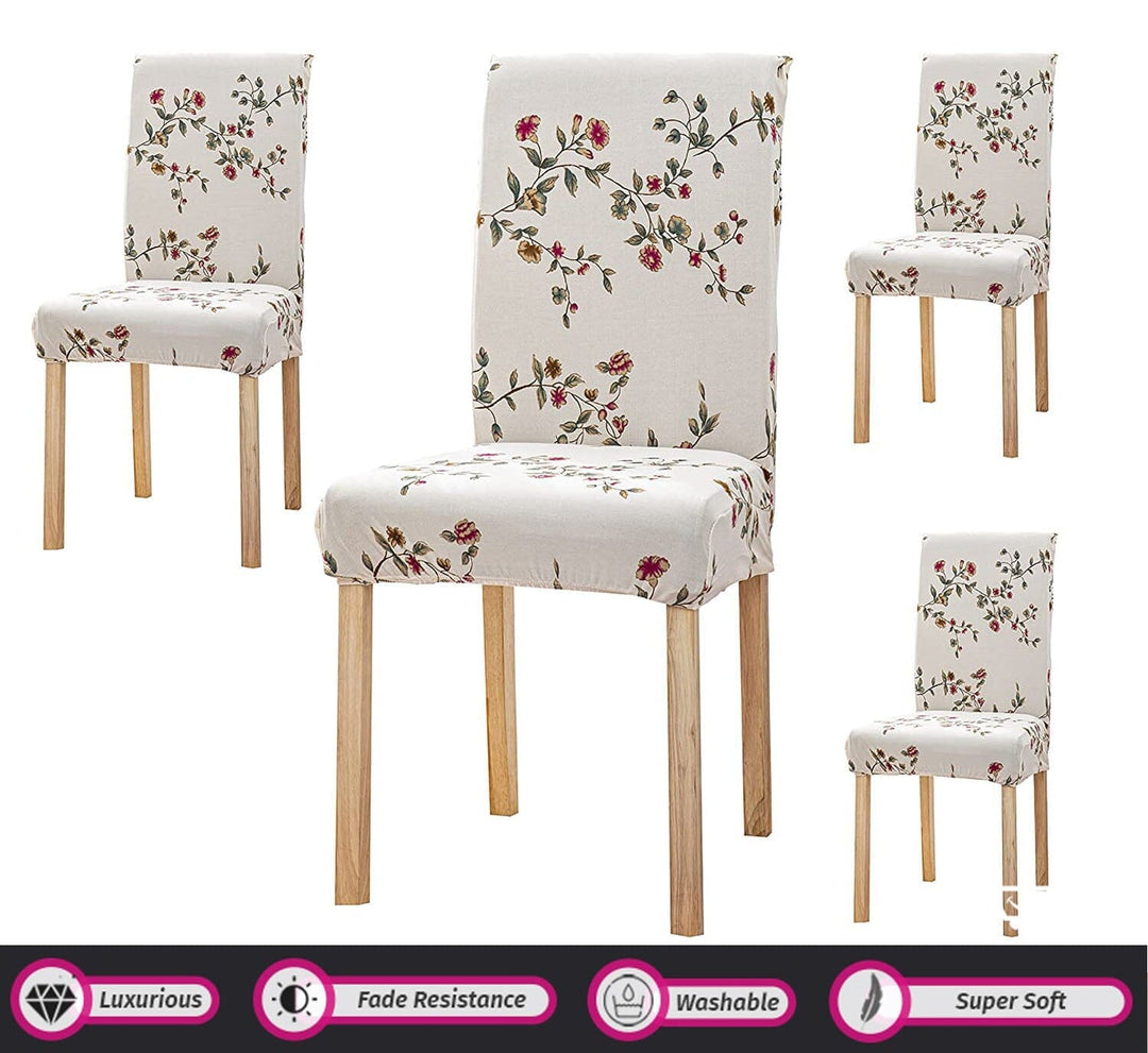 Beige Tulip Premium Chair Cover - Stretchable & Elastic Fitted Great Happy IN 