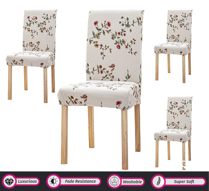 Beige Tulip Premium Chair Cover - Stretchable & Elastic Fitted Great Happy IN 
