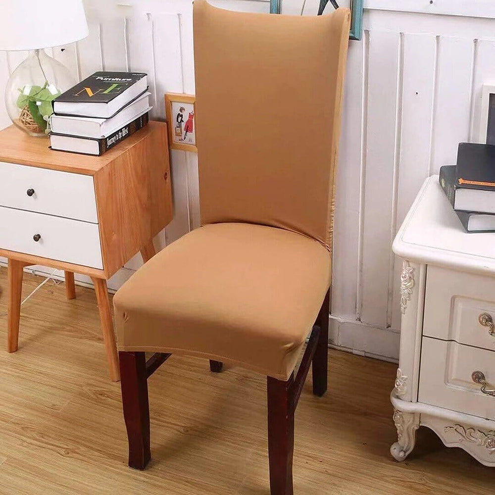 Beige Premium Chair Cover - Stretchable & Elastic Fitted Great Happy IN 