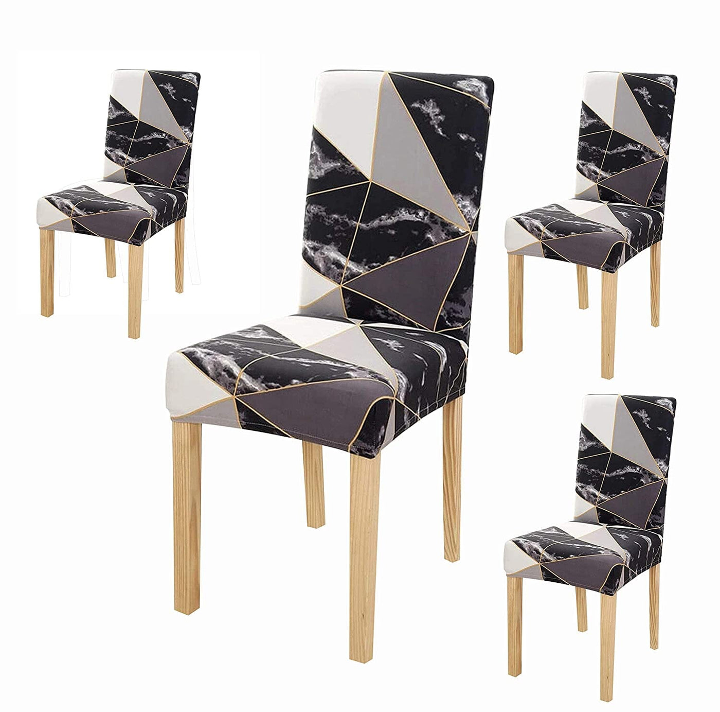 Premium Chair Cover - Stretchable & Elastic Fitted Great Happy IN Black Prism 2 PCS - ₹799 
