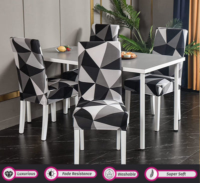 Premium Chair Cover - Stretchable & Elastic Fitted Great Happy IN Black Triangle 2 PCS - ₹799 