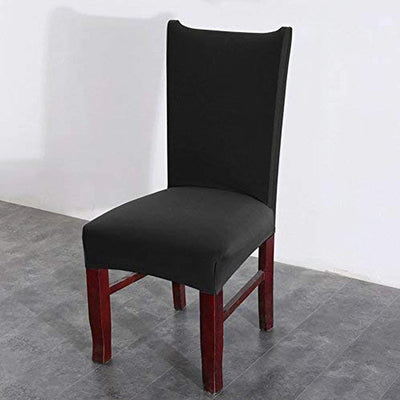 Premium Chair Cover - Stretchable & Elastic Fitted Great Happy IN Solid Black 2 PCS - ₹799 