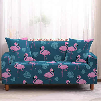 Premium Sofa Cover Great Happy IN Single Seater(90-145cm) - ₹1699 Blue Flamingo 