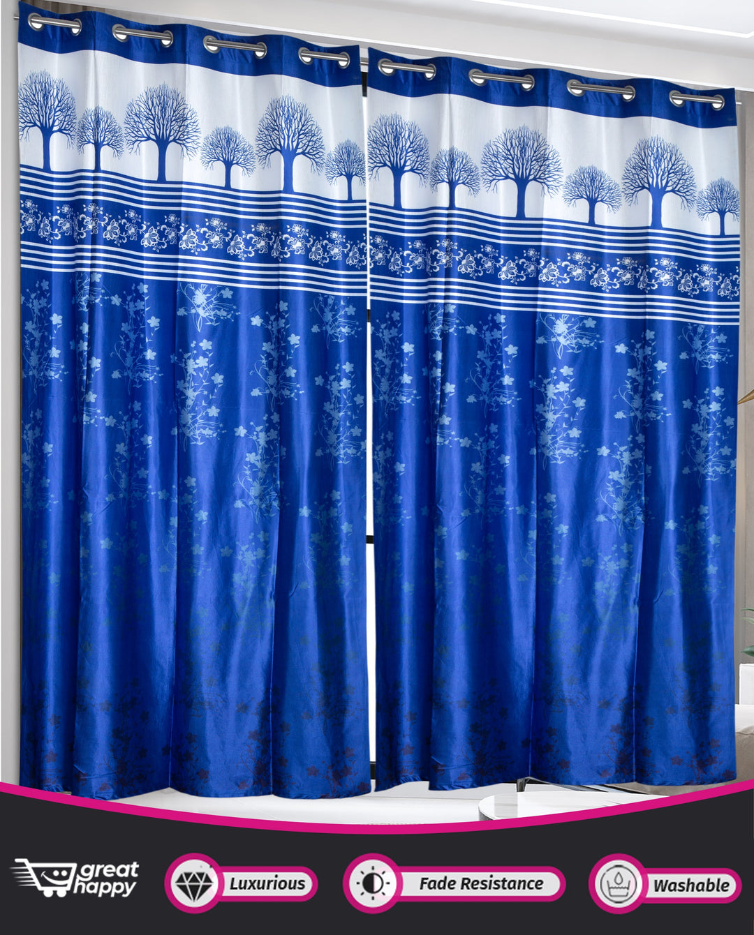 Digital Blackout Curtains - 2PCS Great Happy IN 
