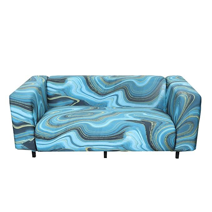 Premium Sofa Cover Great Happy IN Single Seater(90-145cm) - ₹1699 Blue Marbel 