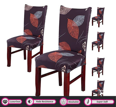 Premium Chair Cover - Stretchable & Elastic Fitted Great Happy IN Chocolate Leaf 2 PCS - ₹799 