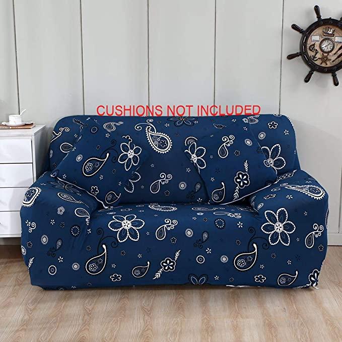 Premium Sofa Cover Great Happy IN Single Seater(90-145cm) - ₹1699 Dark Blue Paisley 