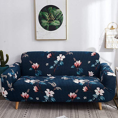 Universal Sofa Cover - Premium Quality Great Happy IN Four Seater Dark Blue Lotus 
