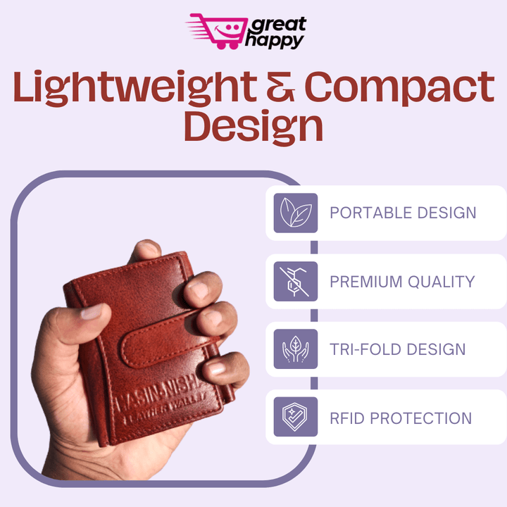 Men's Leather Wallet - RFID Blocking Anti-Theft ( Buy 1 Get 1 Free ) Great Happy IN 