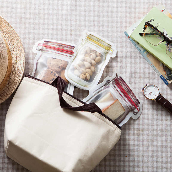 Jar Shape Storage Pouch - Reusable & Dishwasher Safe Great Happy IN Large (800gram) - 6 pcs 