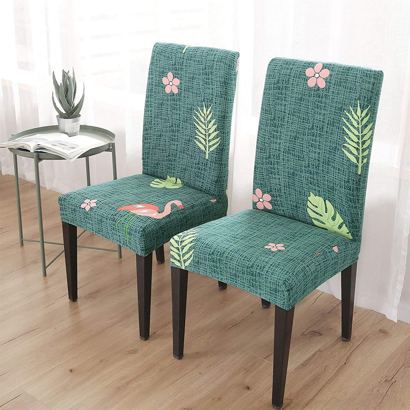 Green Flamingo Premium Chair Cover - Stretchable & Elastic Fitted Great Happy IN 2 PCS - ₹799 