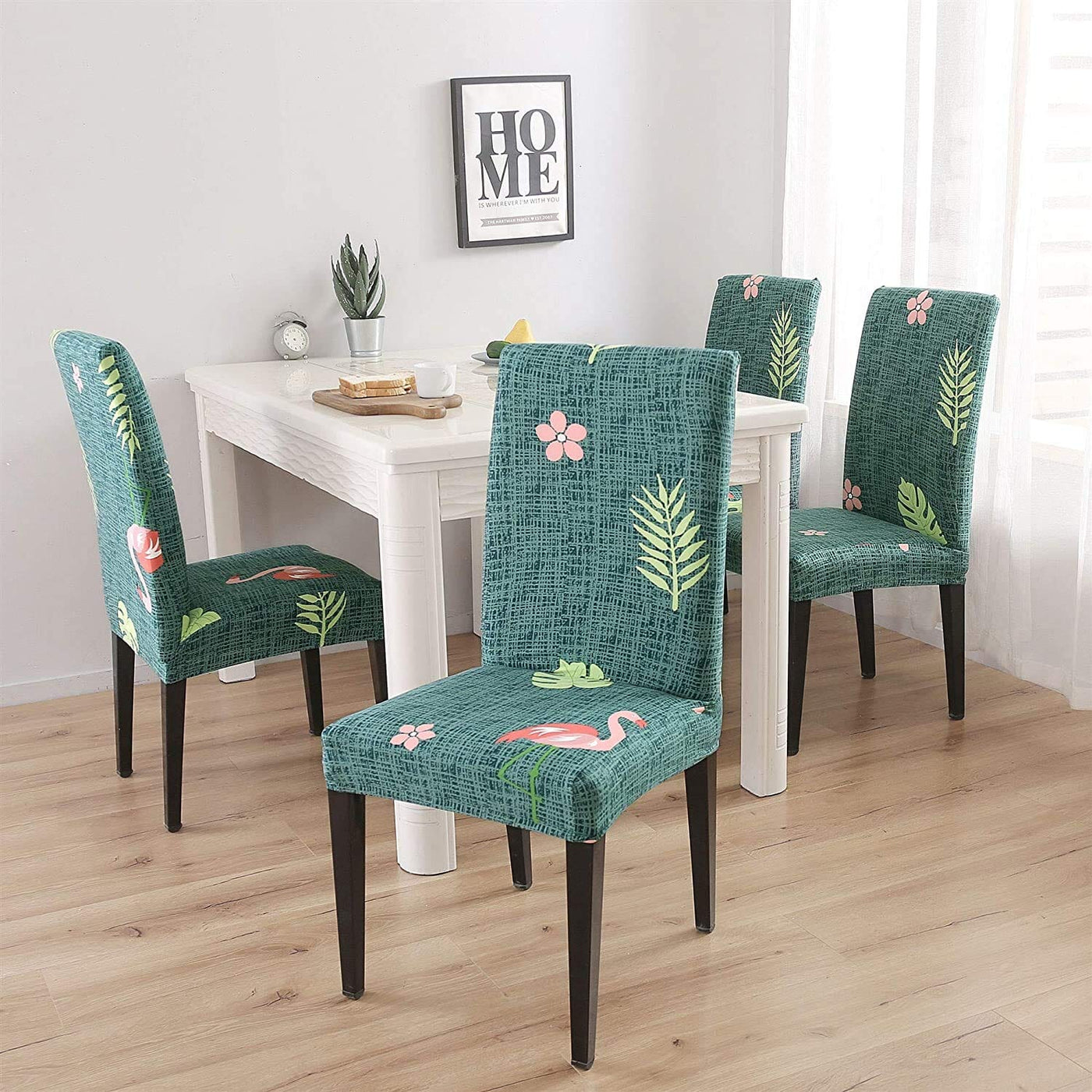 Green Flamingo Premium Chair Cover - Stretchable & Elastic Fitted Great Happy IN 4 PCS - ₹1299 