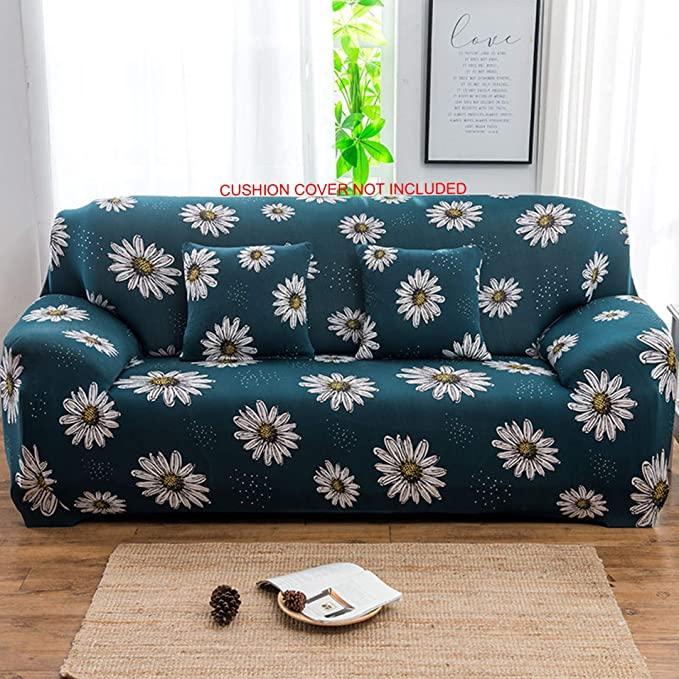 Premium Sofa Cover Great Happy IN Single Seater(90-145cm) - ₹1699 Green Sunflower 