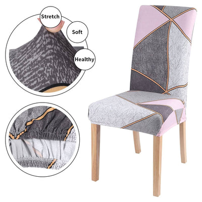 Grey Pink Prism Flower Premium Chair Cover - Stretchable & Elastic Fitted Great Happy IN 