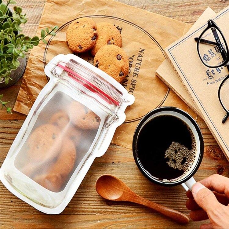 Jar Shape Storage Pouch - Reusable & Dishwasher Safe Great Happy IN Combo L (15pcs) + M (15 pcs) - 30 pcs 