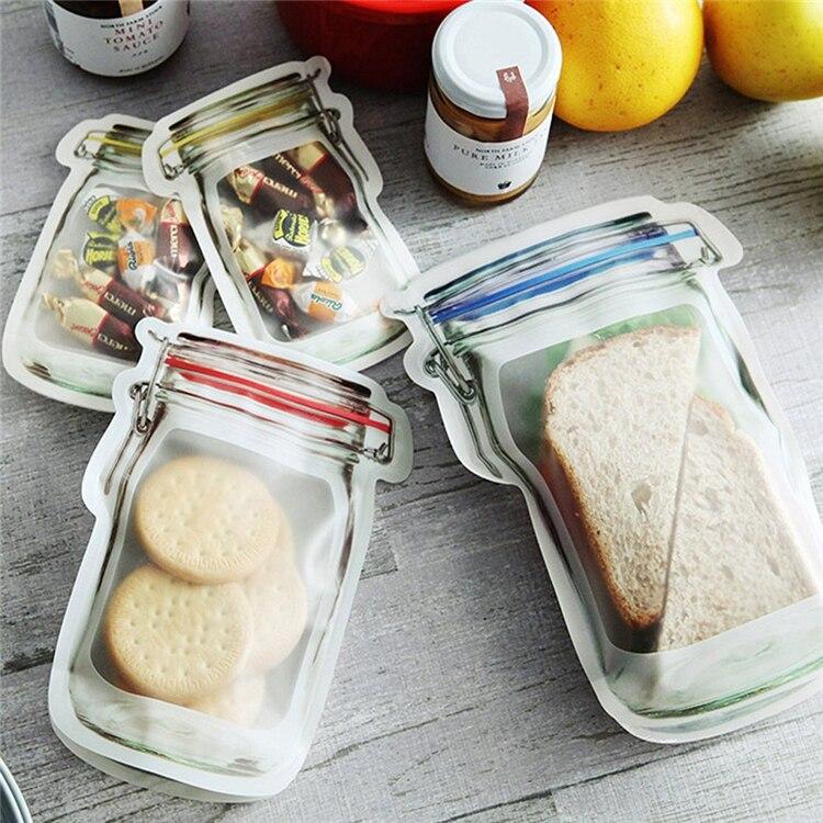 Jar Zipper Mason Bottle Ziplock Bag Food Storage Bags Reusable