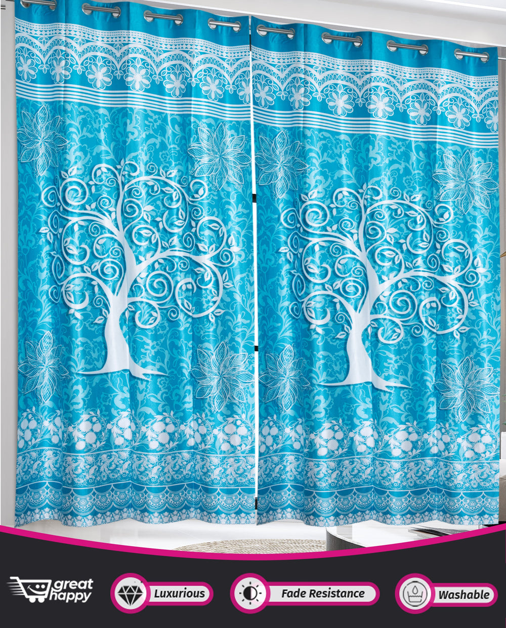 Digital Blackout Curtains - 2PCS Great Happy IN 