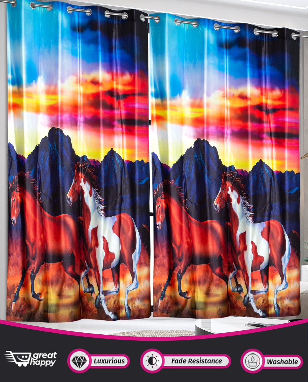 Digital Blackout Curtains - 2PCS Great Happy IN 