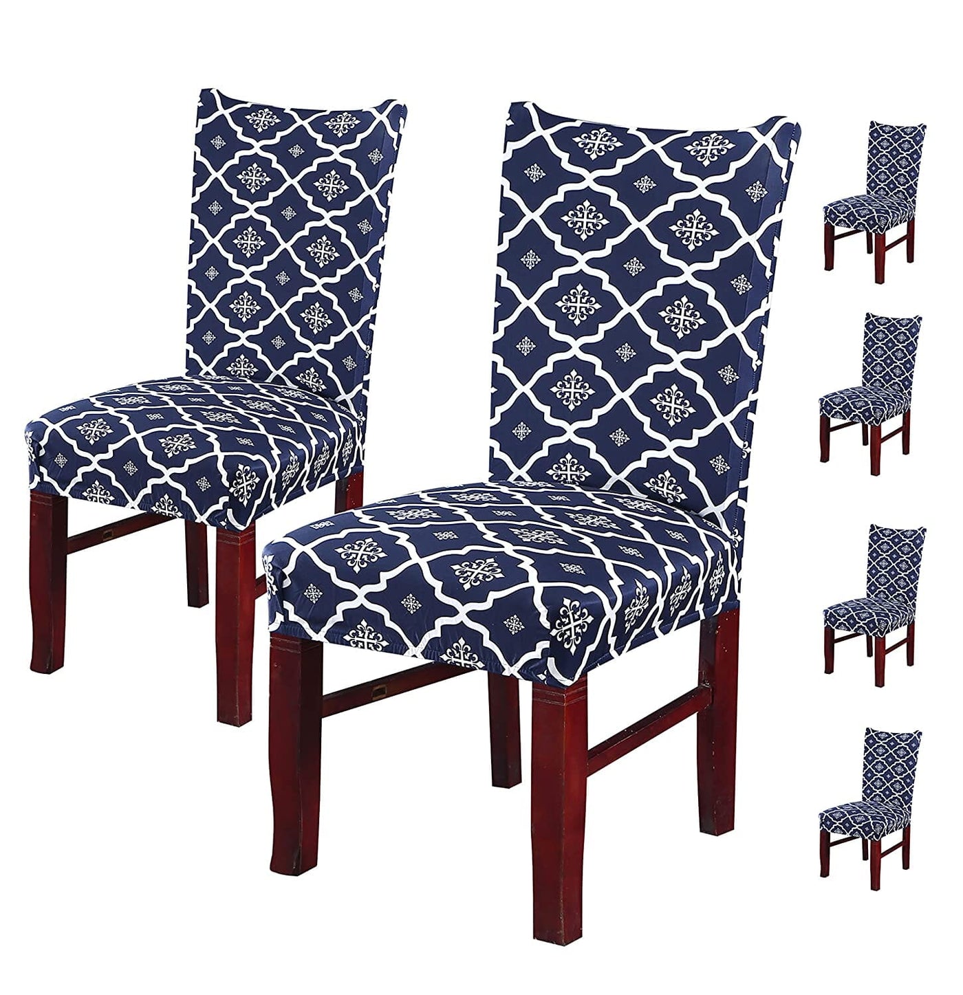 Jaipur Blue Premium Chair Cover - Stretchable & Elastic Fitted Great Happy IN 
