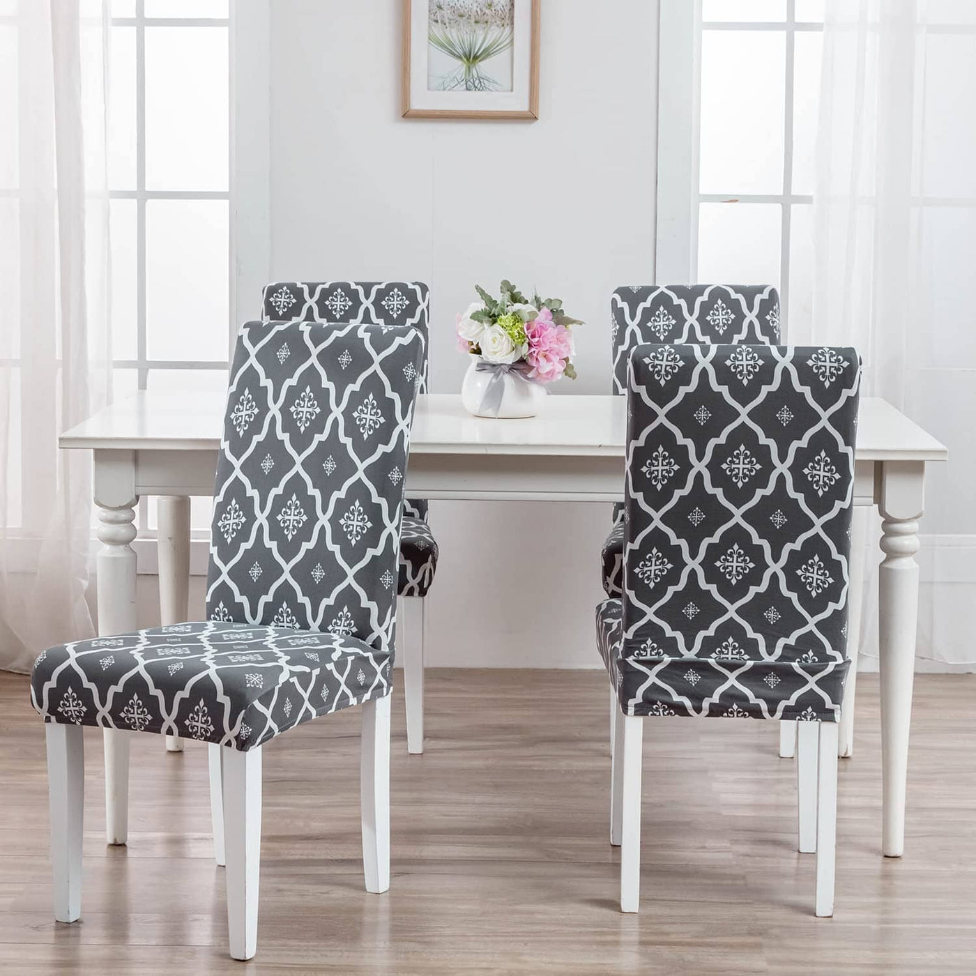 Jaipur Grey Premium Chair Cover - Stretchable & Elastic Fitted Great Happy IN 