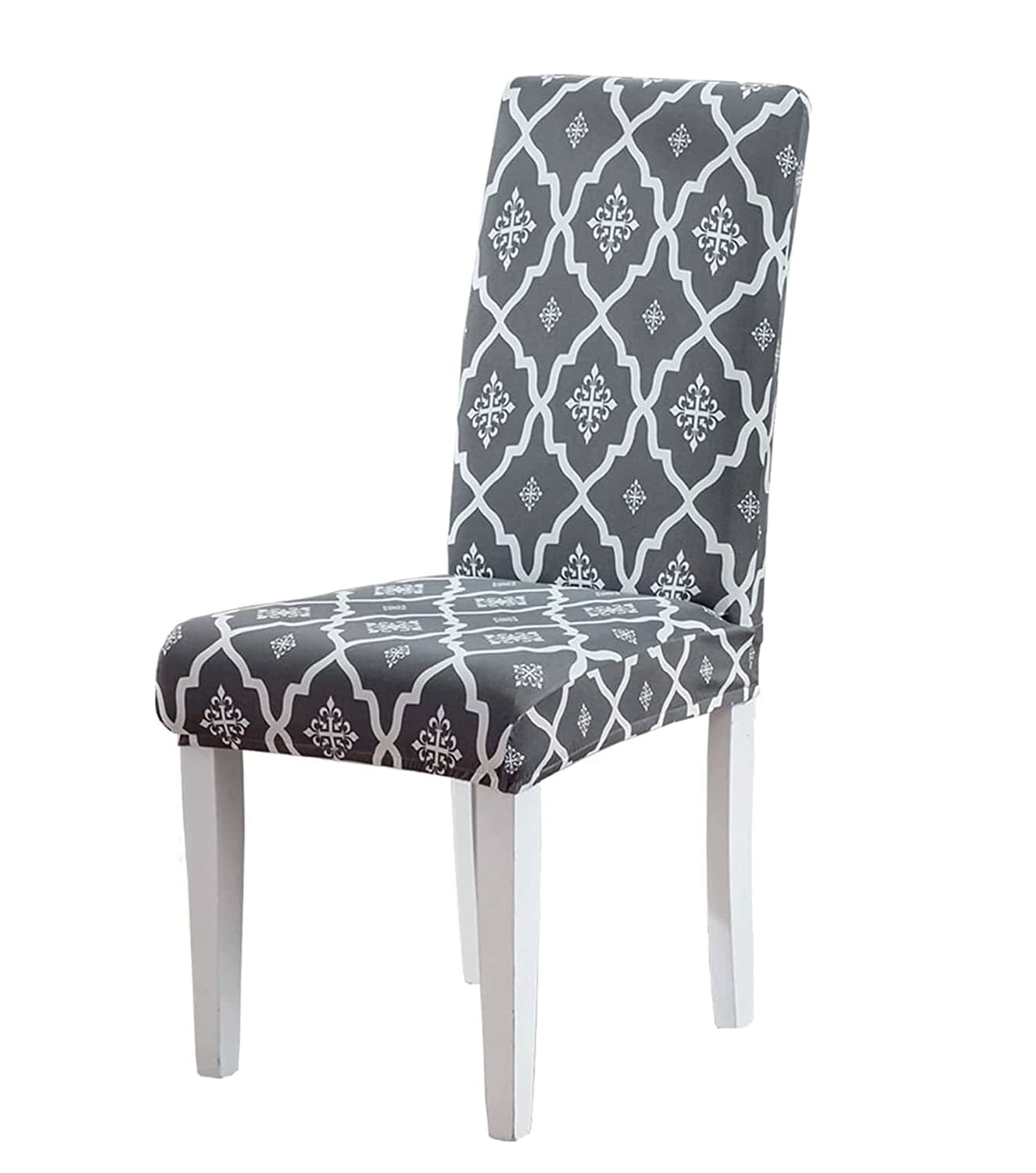 Jaipur Grey Premium Chair Cover - Stretchable & Elastic Fitted Great Happy IN 