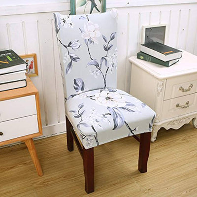 Light Blue Flower Premium Chair Cover - Stretchable & Elastic Fitted Great Happy IN 2 PCS - ₹799 