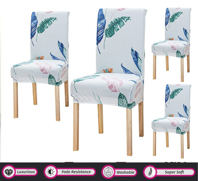 Premium Chair Cover - Stretchable & Elastic Fitted Great Happy IN Light Blue Tropical 2 PCS - ₹799 