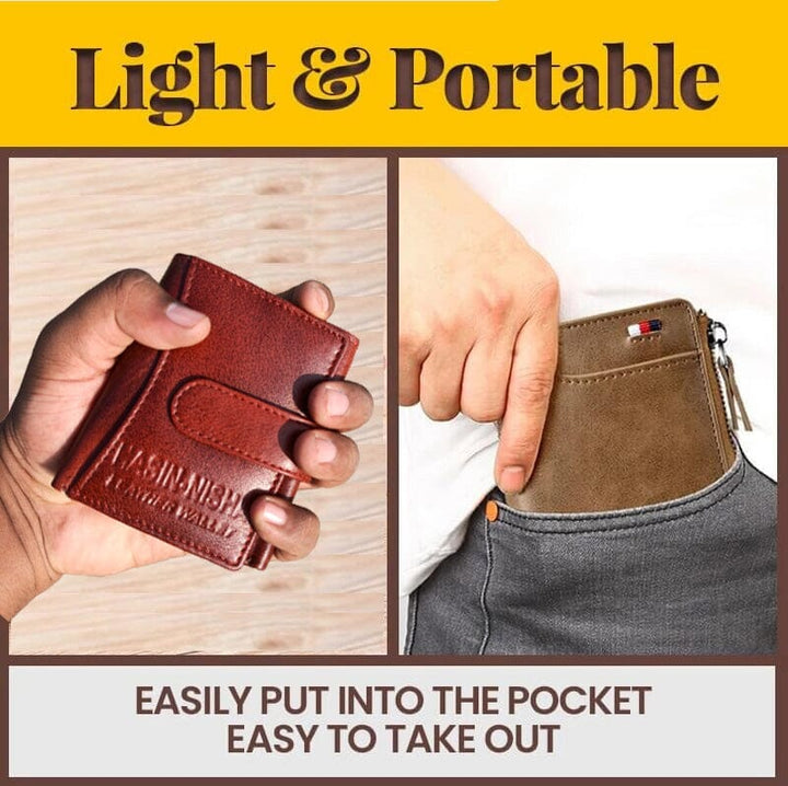 Men's Leather Wallet - RFID Blocking Anti-Theft ( Buy 1 Get 1 Free ) Great Happy IN 