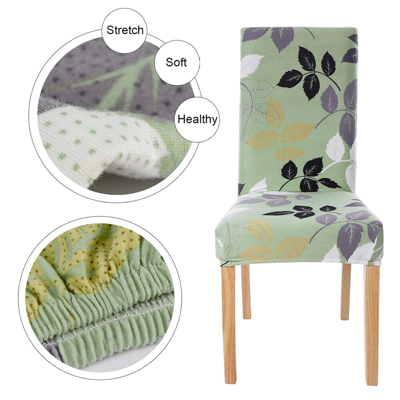 Lime Green Leaf Premium Chair Cover - Stretchable & Elastic Fitted Great Happy IN 